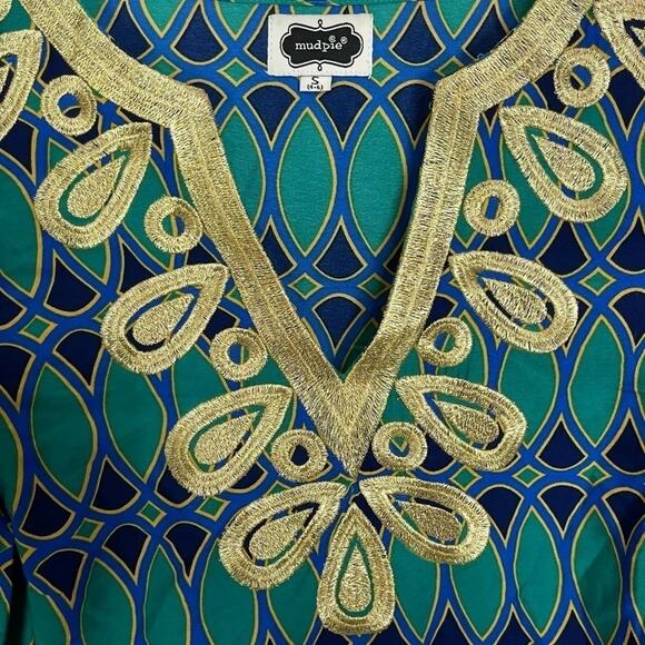 Mud Pie Corinne Embroidered Tunic Top in Peacock - Picture 3 of 8